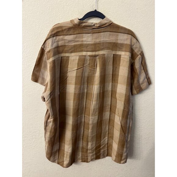 Pendleton Mens Brown Beige Plaid Short Sleeve Button-Up Shirt Size Large - Picture 2 of 5